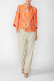 Orange Cross-Over Bell Cuffs One Button Jacket