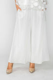 White Mesh Wide Leg Pants