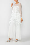 White Mesh Wide Leg Pants