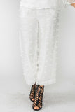 White Textured Straight Leg Pants