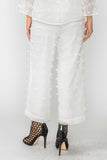 White Textured Straight Leg Pants