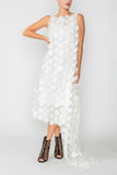 White Mesh And Chiffon Layered Triangle Dress