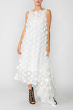 White Mesh And Chiffon Layered Triangle Dress