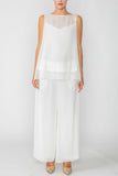 White See Through Shoulder Chiffon Top