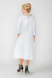 White Organdy Stand Collar Dress