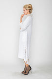 White Organdy Stand Collar Dress