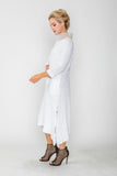 White Organdy Stand Collar Dress