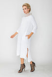 White Organdy Stand Collar Dress