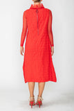 Red Organdy Stand Collar Dress