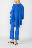 Blue Ruffle Sleeve Asymmetrical Top