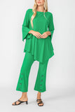 Green Ruffle Sleeve Asymmetrical Top