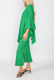 Green Ruffle Sleeve Asymmetrical Top