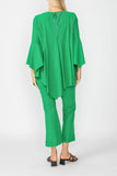 Green Ruffle Sleeve Asymmetrical Top