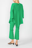 Green Ruffle Sleeve Asymmetrical Top