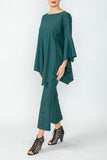 Hunter Green Ruffle Sleeve Asymmetrical Top