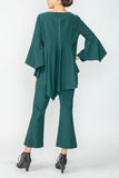 Hunter Green Ruffle Sleeve Asymmetrical Top