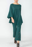 Hunter Green Ruffle Sleeve Asymmetrical Top