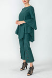 Hunter Green Ruffle Sleeve Asymmetrical Top