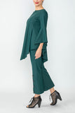 Hunter Green Ruffle Sleeve Asymmetrical Top