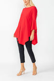 Red Ruffle Sleeve Asymmetrical Top