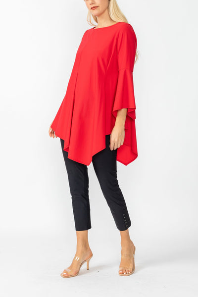 Red Ruffle Sleeve Asymmetrical Top – IC Collection