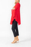 Red Ruffle Sleeve Asymmetrical Top