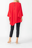 Red Ruffle Sleeve Asymmetrical Top