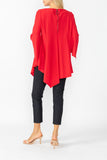 Red Ruffle Sleeve Asymmetrical Top