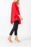 Red Ruffle Sleeve Asymmetrical Top