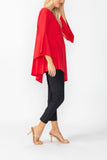 Red Ruffle Sleeve Asymmetrical Top