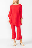 Red Ruffle Sleeve Asymmetrical Top