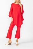 Red Ruffle Sleeve Asymmetrical Top