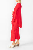 Red Ruffle Sleeve Asymmetrical Top