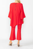 Red Ruffle Sleeve Asymmetrical Top