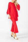 Red Ruffle Sleeve Asymmetrical Top