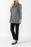 Charcoal Boat Neck See Through Sleeve Top