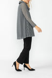 Charcoal Boat Neck See Through Sleeve Top