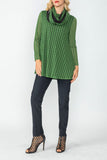 Hunter Green Boat Neck See Through Sleeve Top