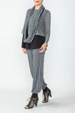Charcoal Boat Neck Punch Hole Fabric Layered Top