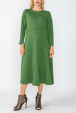 Hunter Green Asymmetrical Cut-Line Dress