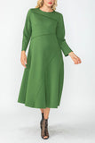 Hunter Green Asymmetrical Cut-Line Dress