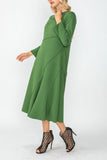 Hunter Green Asymmetrical Cut-Line Dress