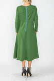 Hunter Green Asymmetrical Cut-Line Dress