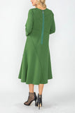 Hunter Green Asymmetrical Cut-Line Dress