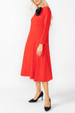 Red Asymmetrical Cut-Line Dress