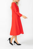 Red Asymmetrical Cut-Line Dress