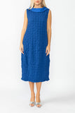 Blue Contrast Cowl Collar Back Zipper Dress