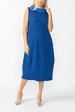 Blue Contrast Cowl Collar Back Zipper Dress