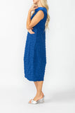 Blue Contrast Cowl Collar Back Zipper Dress