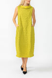 Pear Contrast Cowl Collar Back Zipper Dress
